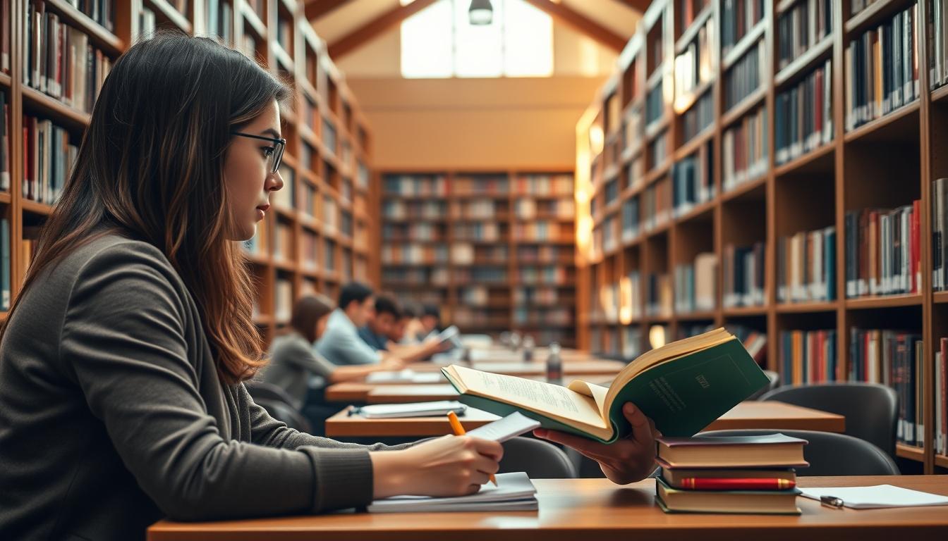 Student using learning strategies while studying