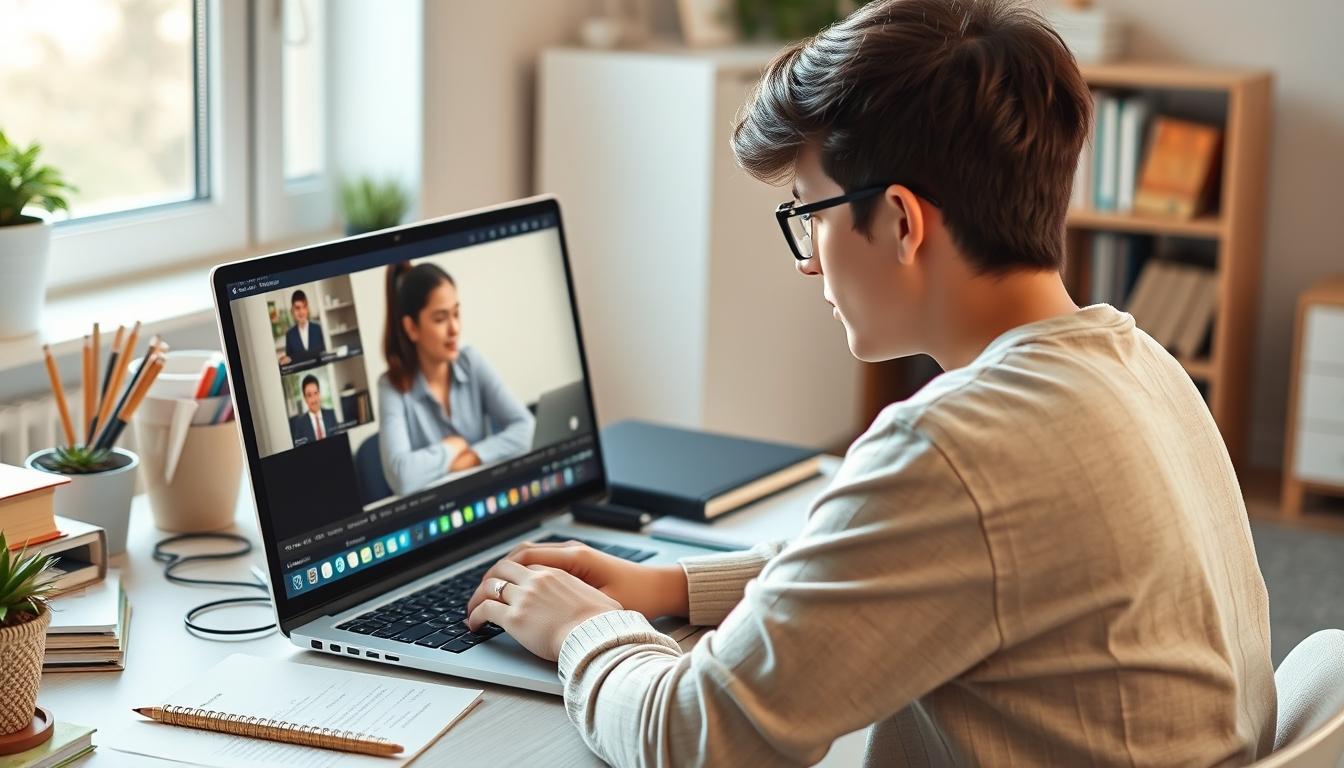 Student using a study guide to organize academic notes